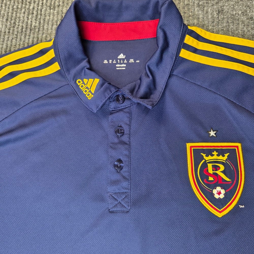 Adidas Real Salt Lake Polo Shirt Mens XL Navy Blue MLS Soccer Climalite Gorpcore